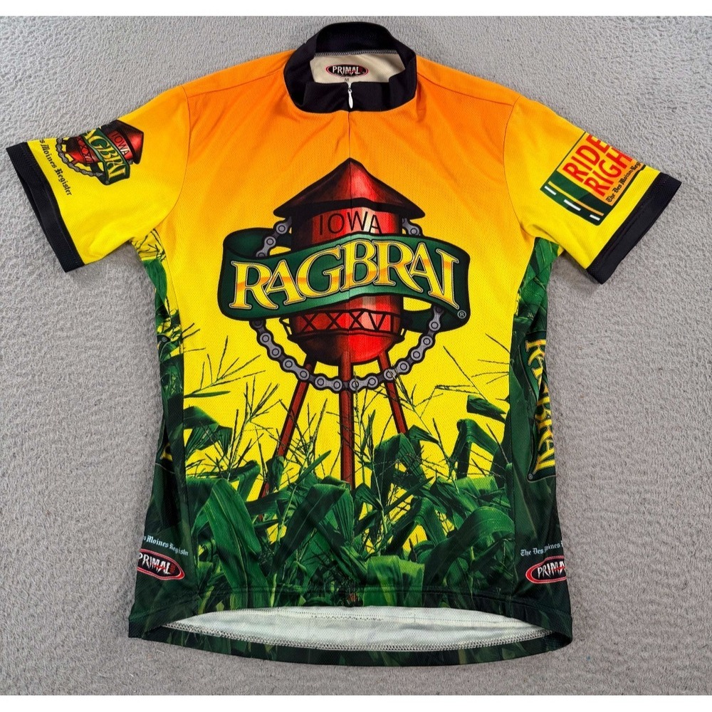 Primal‎ Wear Iowa RAGBRAI Cycling Jersey Men's Medium Corn Water Tower
